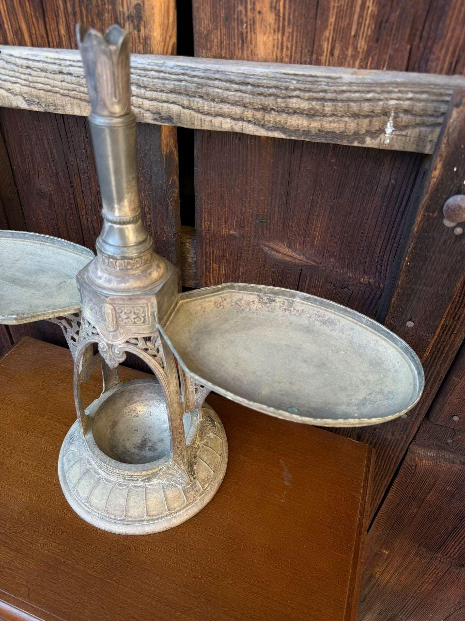 Vintage Tintenständer aus Messing, Gothic Revival