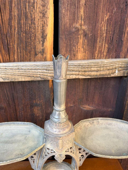 Vintage Tintenständer aus Messing, Gothic Revival