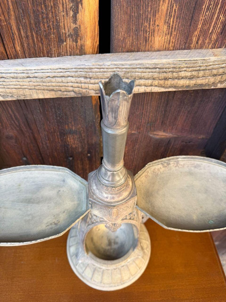 Vintage Tintenständer aus Messing, Gothic Revival