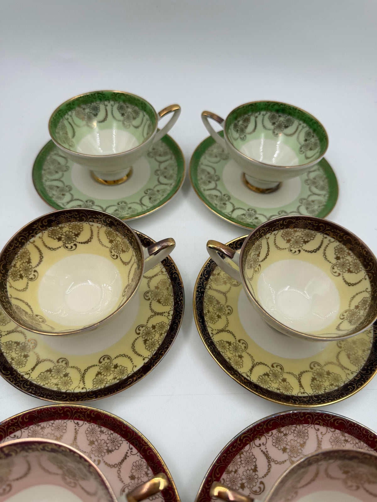 Vintage Mokka-Set Alka Bavaria Lüsterglasur Gold, 14-teilig
