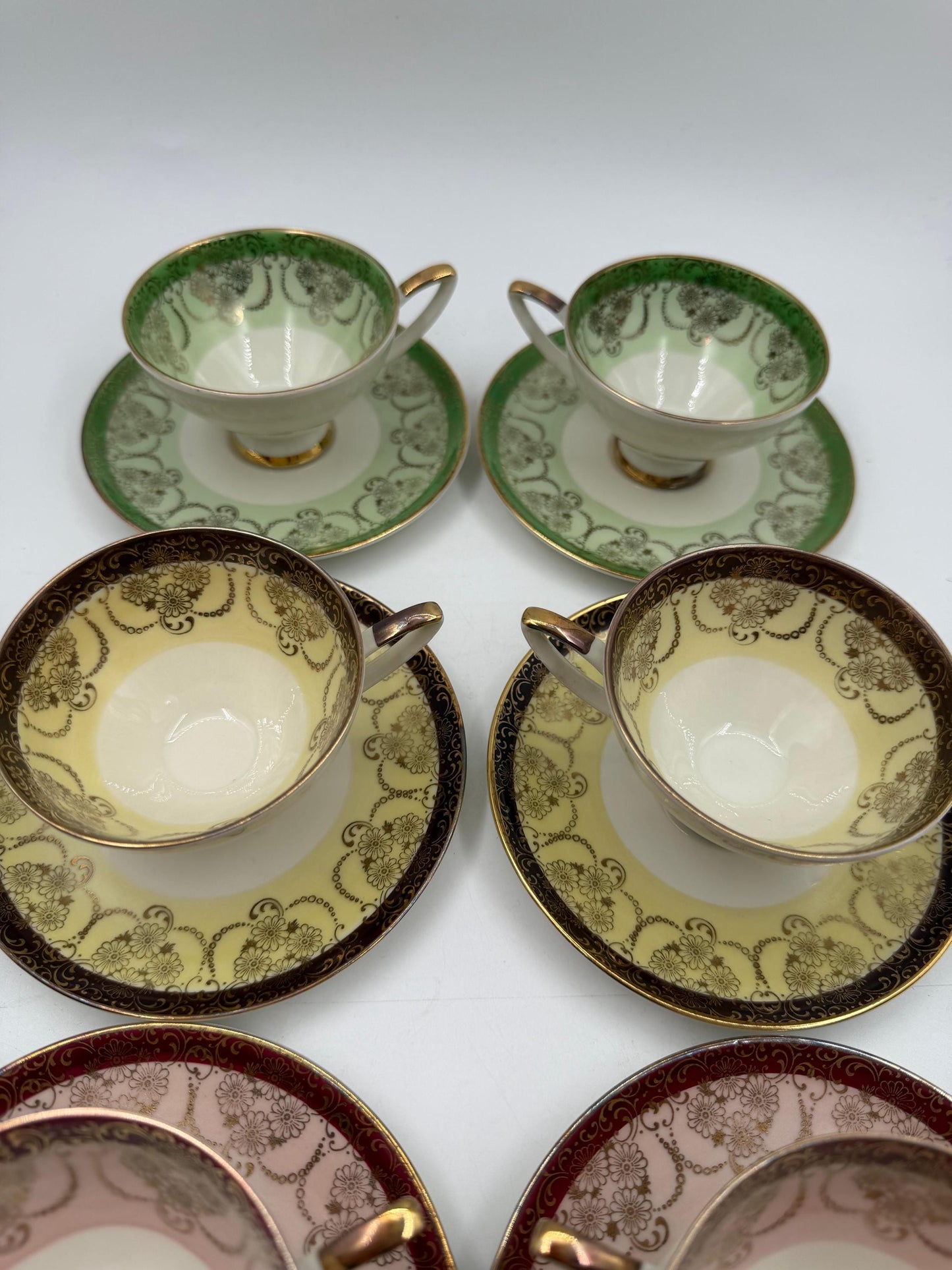Vintage Mokka-Set Alka Bavaria Lüsterglasur Gold, 14-teilig