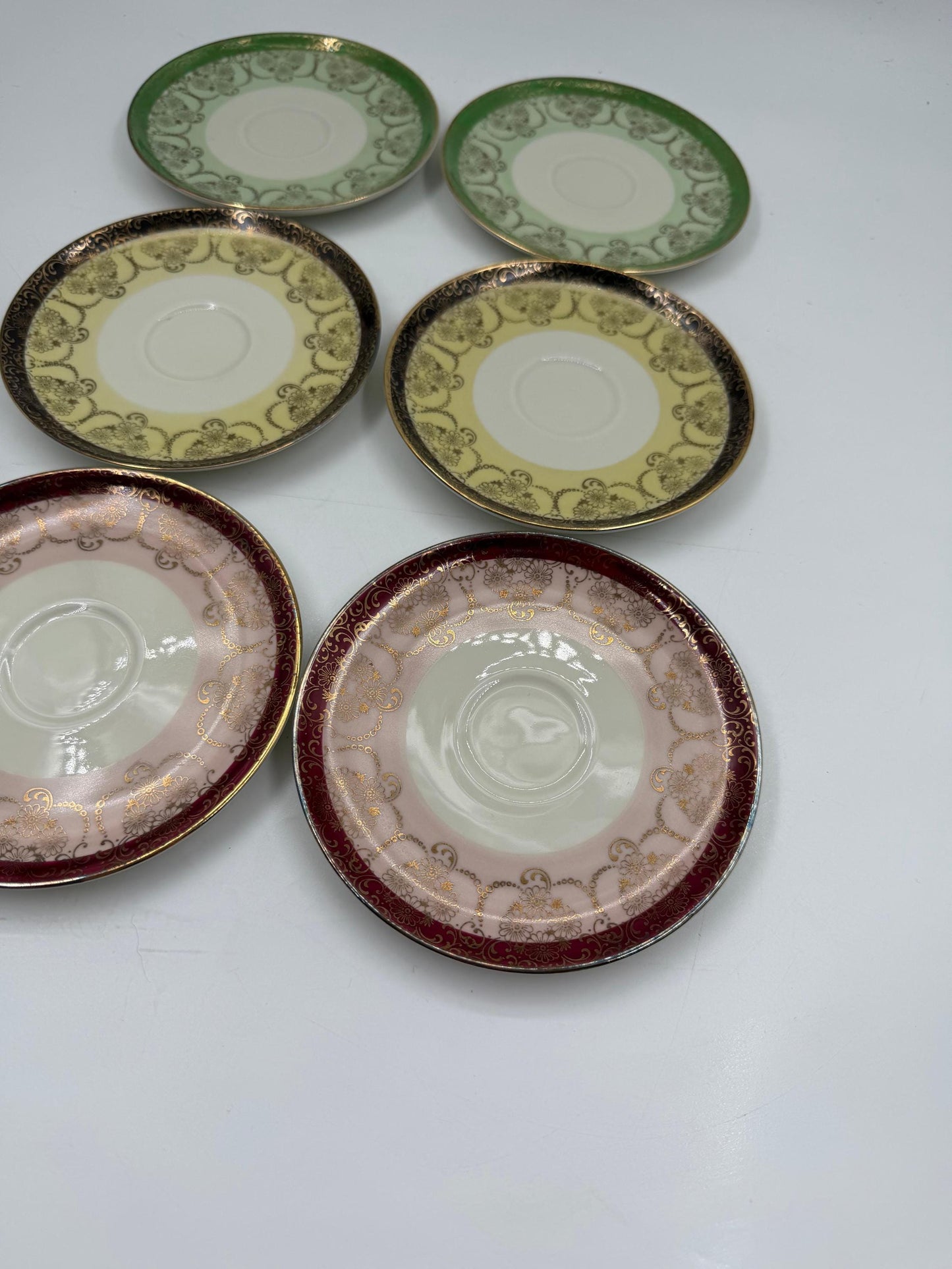 Vintage Mokka-Set Alka Bavaria Lüsterglasur Gold, 14-teilig