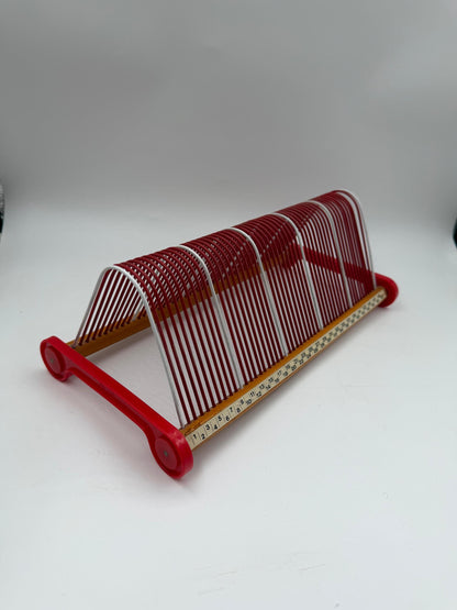 Vintage Schallplattenständer aus Metall und Holz, Rot, Mid-Century