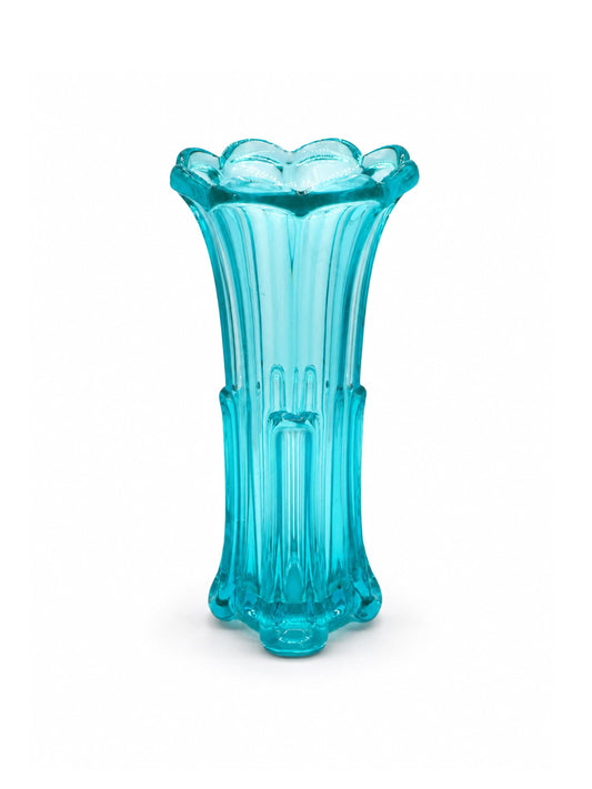Vintage Vase Uran Glas von Rudolf Schrötter für Rudolfova Hut Mint Grün Art Deco