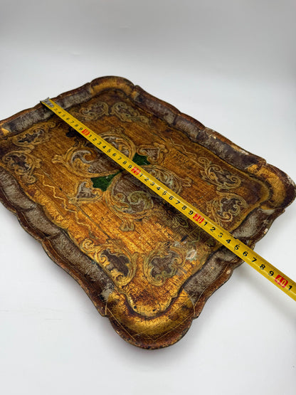 Vintage Tablett Venezianisch-Florentinisch, vergoldetes Holz