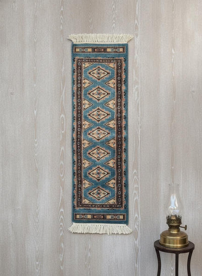 Vintage Teppich Bokhara Läufer Türkis Geometrisch