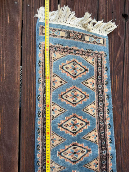 Vintage Teppich Bokhara Läufer Türkis Geometrisch
