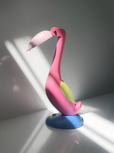Lampe de Table Vintage Flamant Rose Postmoderne Années 1980