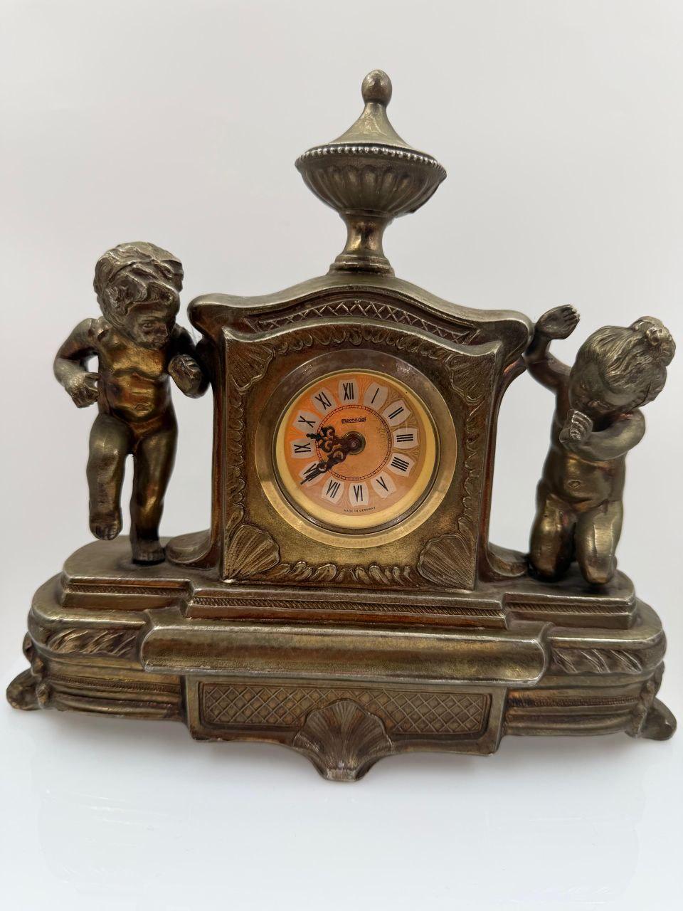 Vintage Kaminuhr aus Messing mit Cherub-Figuren, Victorian Stil