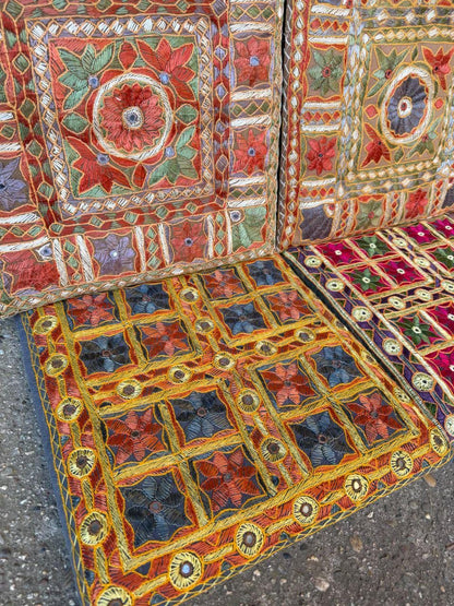 Set von 6 Vintage Kissenbezug aus Indien, Boho Folk Art