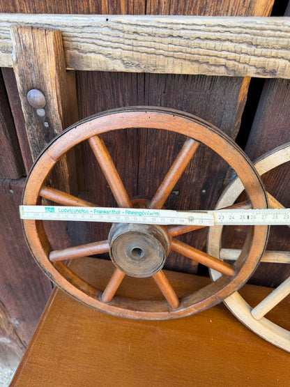 Set von 2 Vintage Wagenrad aus Holz, 27-28 cm