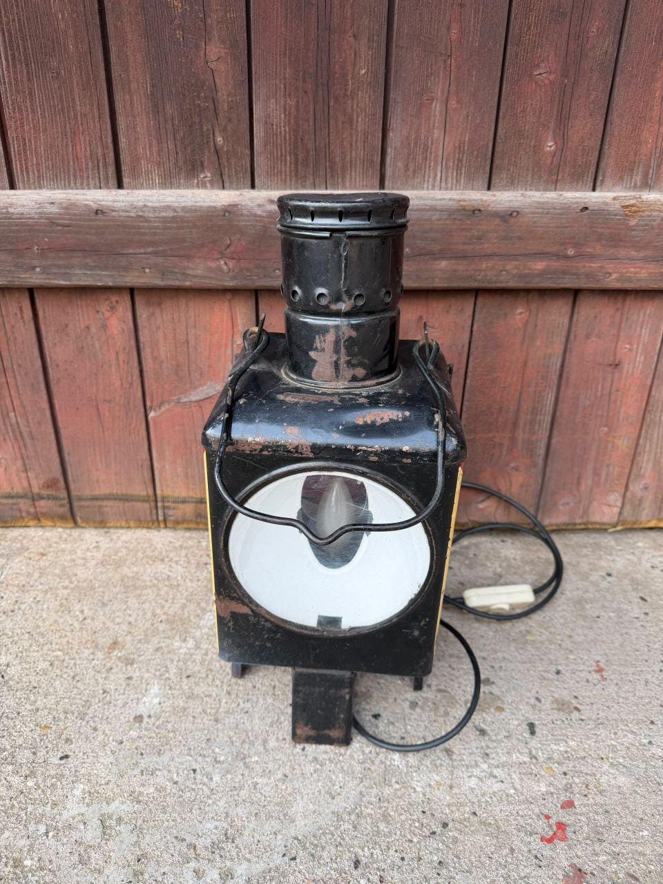 Vintage Eisenbahn-Signallaterne Lampe mit rotem Glas