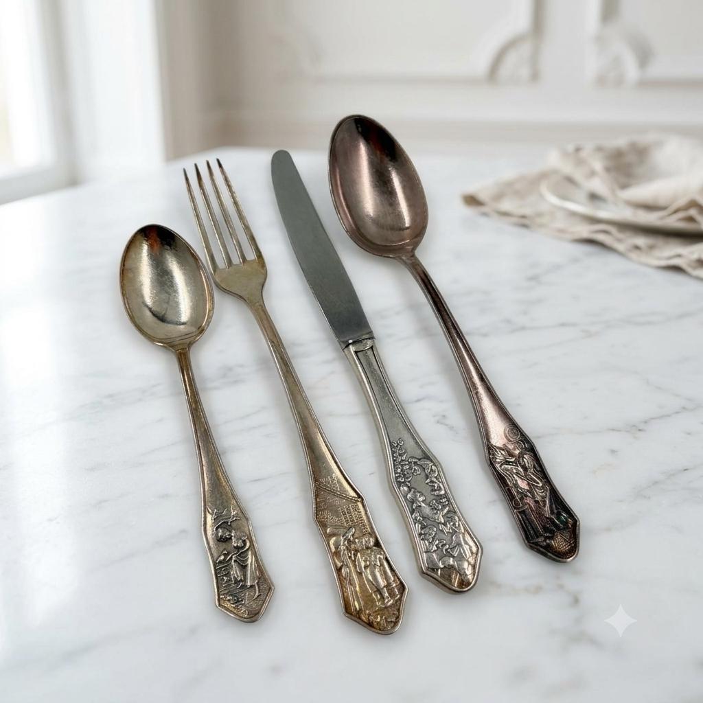 Vintage Kinderbesteck-Set 4-teilig von Krupp Berndorf, versilbert