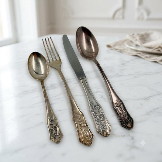 Vintage Kinderbesteck-Set 4-teilig von Krupp Berndorf, versilbert
