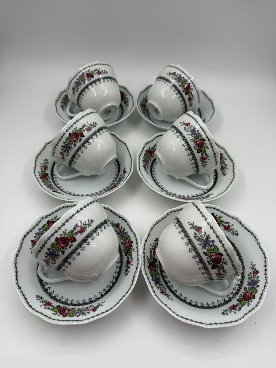 Vintage Kaffeeservice für 6 Personen von Hutschenreuther, Rosendekor, 18-teilig