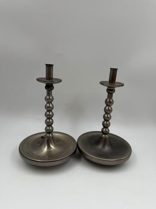 Set von 2 Vintage Kerzenständer "Bobbin" aus Chromstahl, Mid-Century
