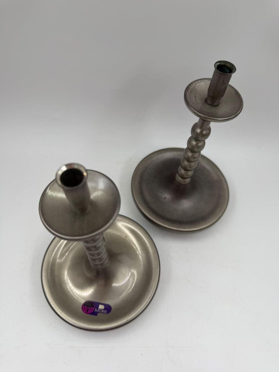 Set von 2 Vintage Kerzenständer "Bobbin" aus Chromstahl, Mid-Century