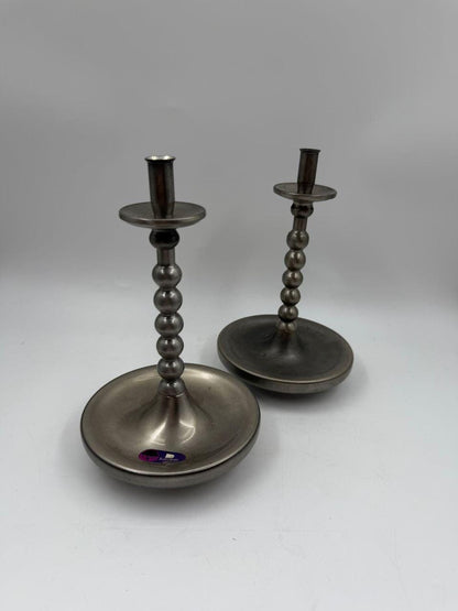 Set von 2 Vintage Kerzenständer "Bobbin" aus Chromstahl, Mid-Century