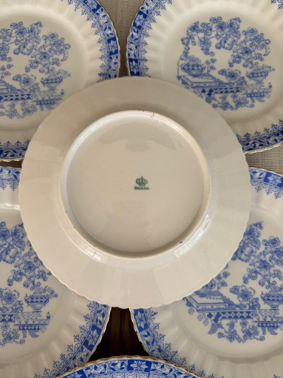 Vintage Kaffee- und Teeservice Porzellan Blau-Weiß für 6 Personen