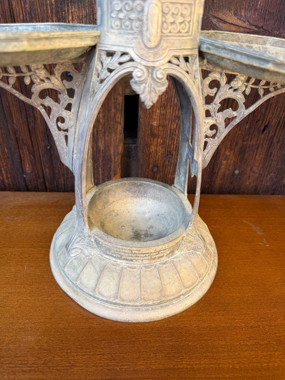 Vintage Tintenständer aus Messing, Gothic Revival