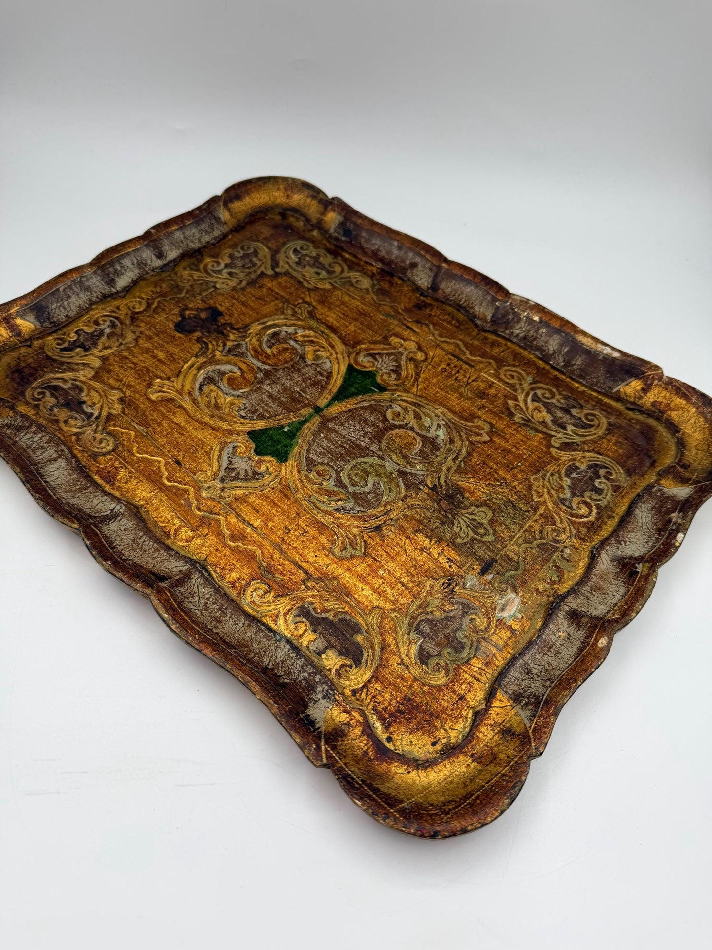Vintage Tablett Venezianisch-Florentinisch, vergoldetes Holz