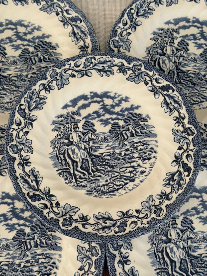 Vintage Kaffeeservice Blau-Weiß Transferware Cottage-Szene