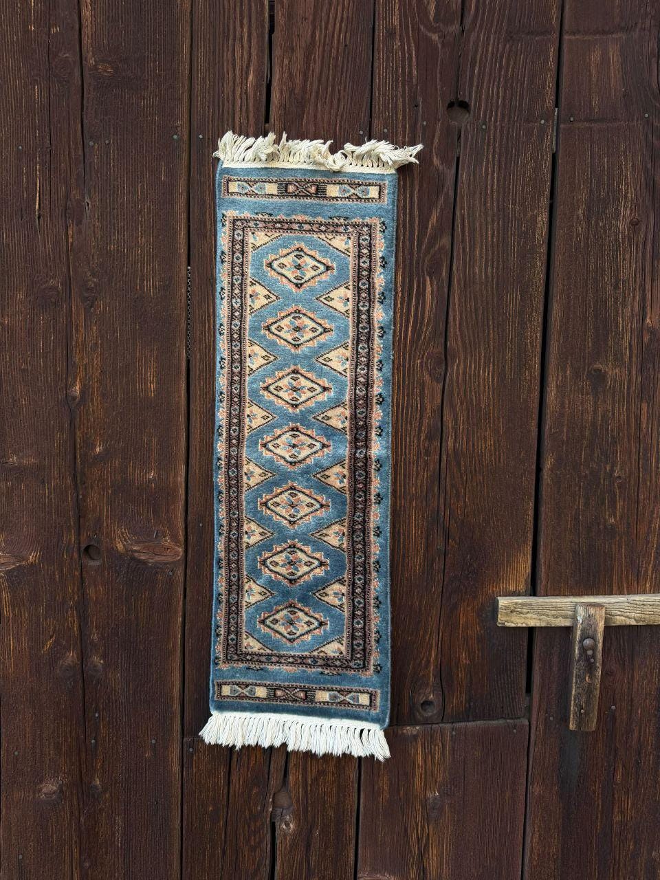 Vintage Teppich Bokhara Läufer Türkis Geometrisch