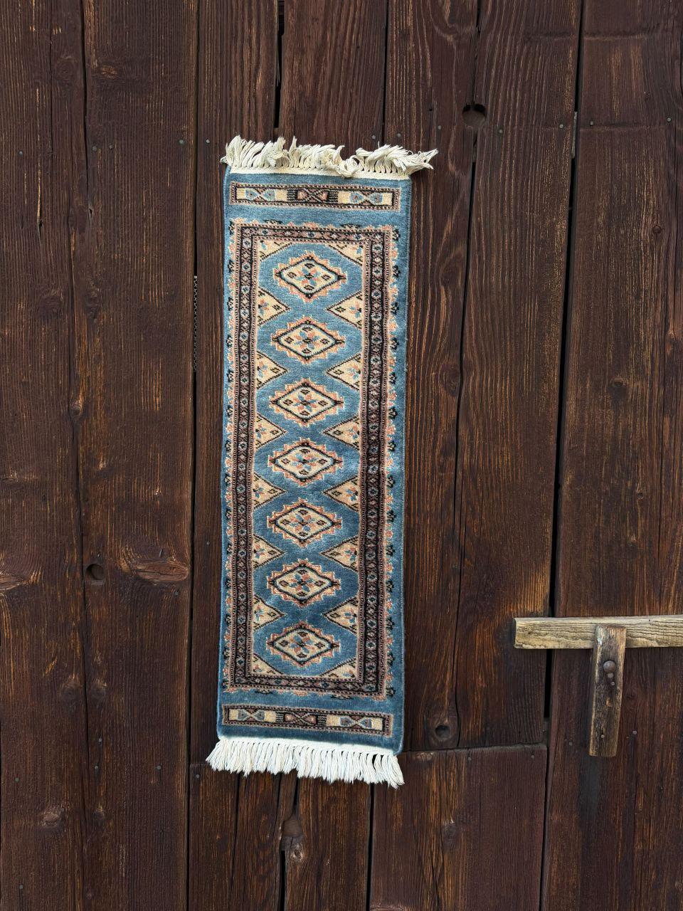 Vintage Teppich Bokhara Läufer Türkis Geometrisch