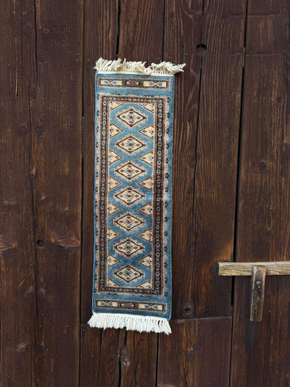 Vintage Teppich Bokhara Läufer Türkis Geometrisch