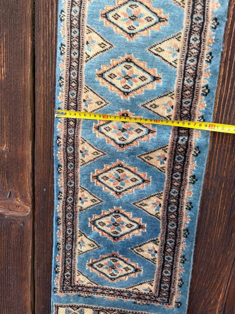 Vintage Teppich Bokhara Läufer Türkis Geometrisch