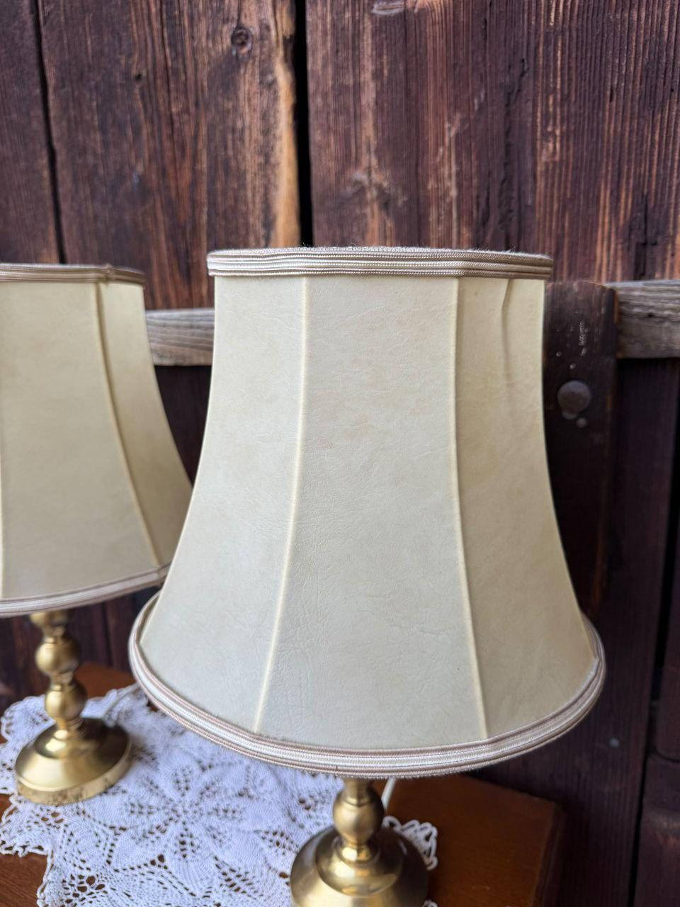 Set von 2 Vintage Tischlampe von Bankamp, Messing mit cremefarbenem Schirm