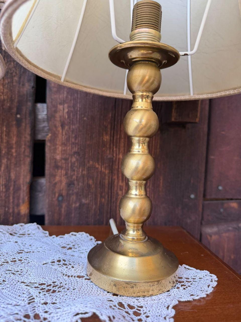 Set von 2 Vintage Tischlampe von Bankamp, Messing mit cremefarbenem Schirm