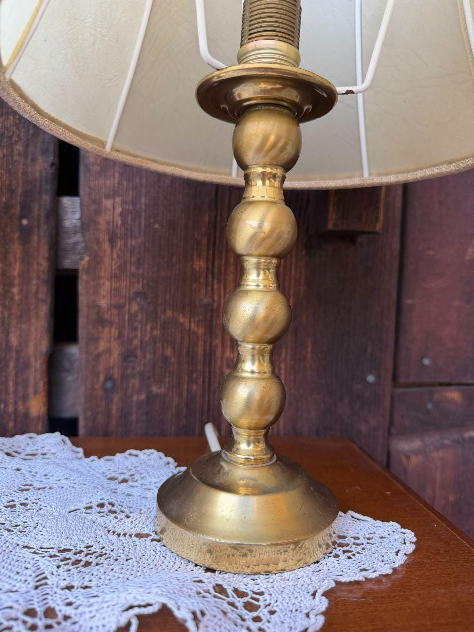 Set von 2 Vintage Tischlampe von Bankamp, Messing mit cremefarbenem Schirm