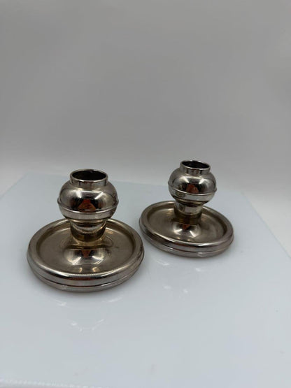 Set von 2 Vintage Kerzenhalter versilbert Stecksystem