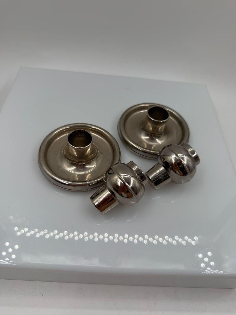 Set von 2 Vintage Kerzenhalter versilbert Stecksystem