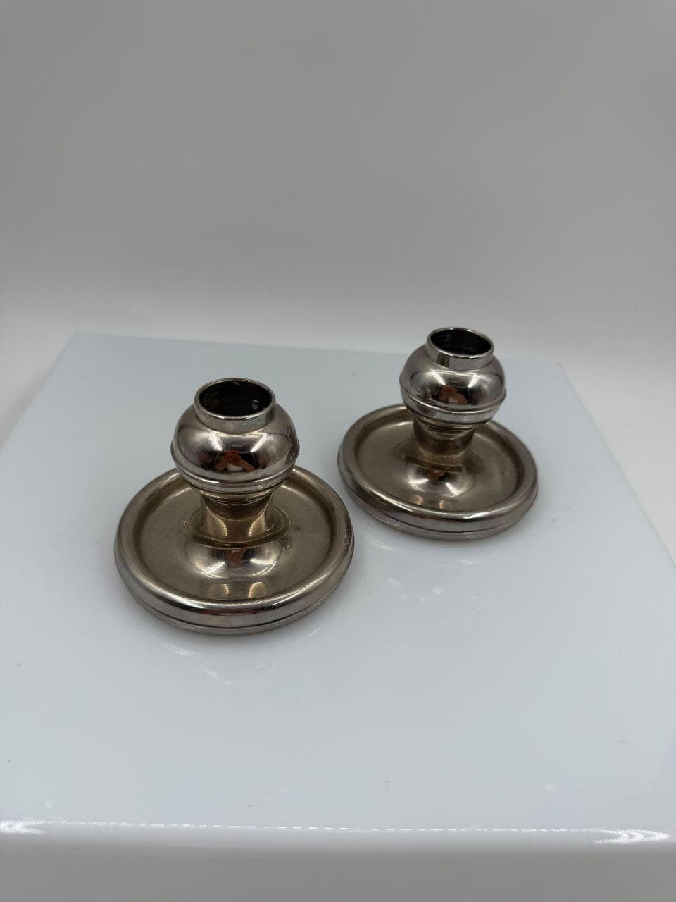 Set von 2 Vintage Kerzenhalter versilbert Stecksystem