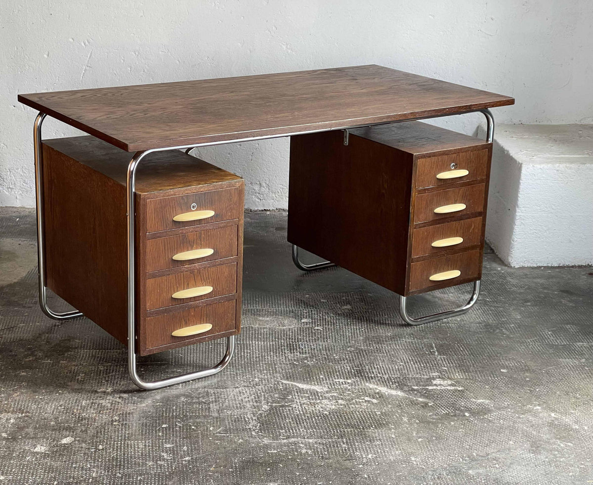 Vintage Bauhaus Schreibtisch von Kovona in dunkelbraun