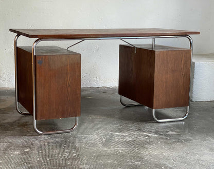 Vintage Bauhaus Schreibtisch von Kovona in dunkelbraun