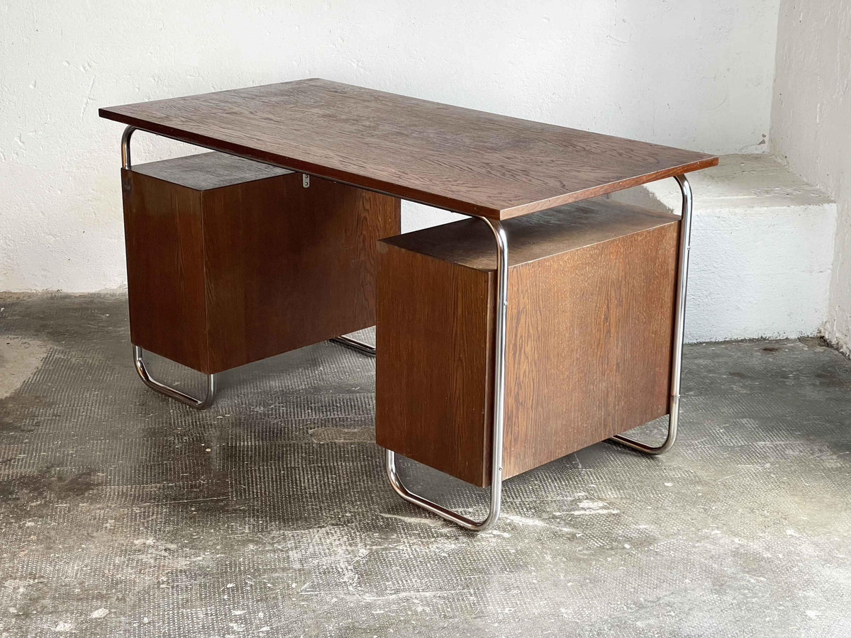 Vintage Bauhaus Schreibtisch von Kovona in dunkelbraun