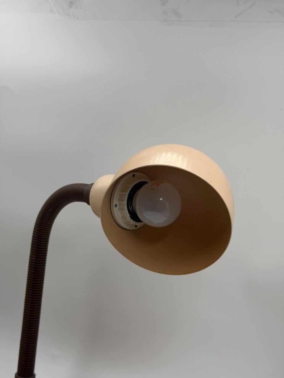 Vintage Schreibtischlampe von Hillebrand, Holz und Metall, Beige