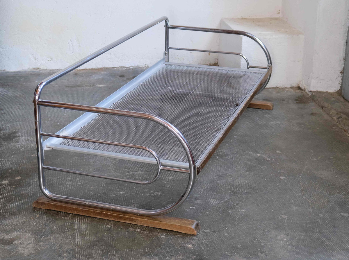 Vintage Bauhaus Daybed-Gestell aus verchromtem Stahlrohr