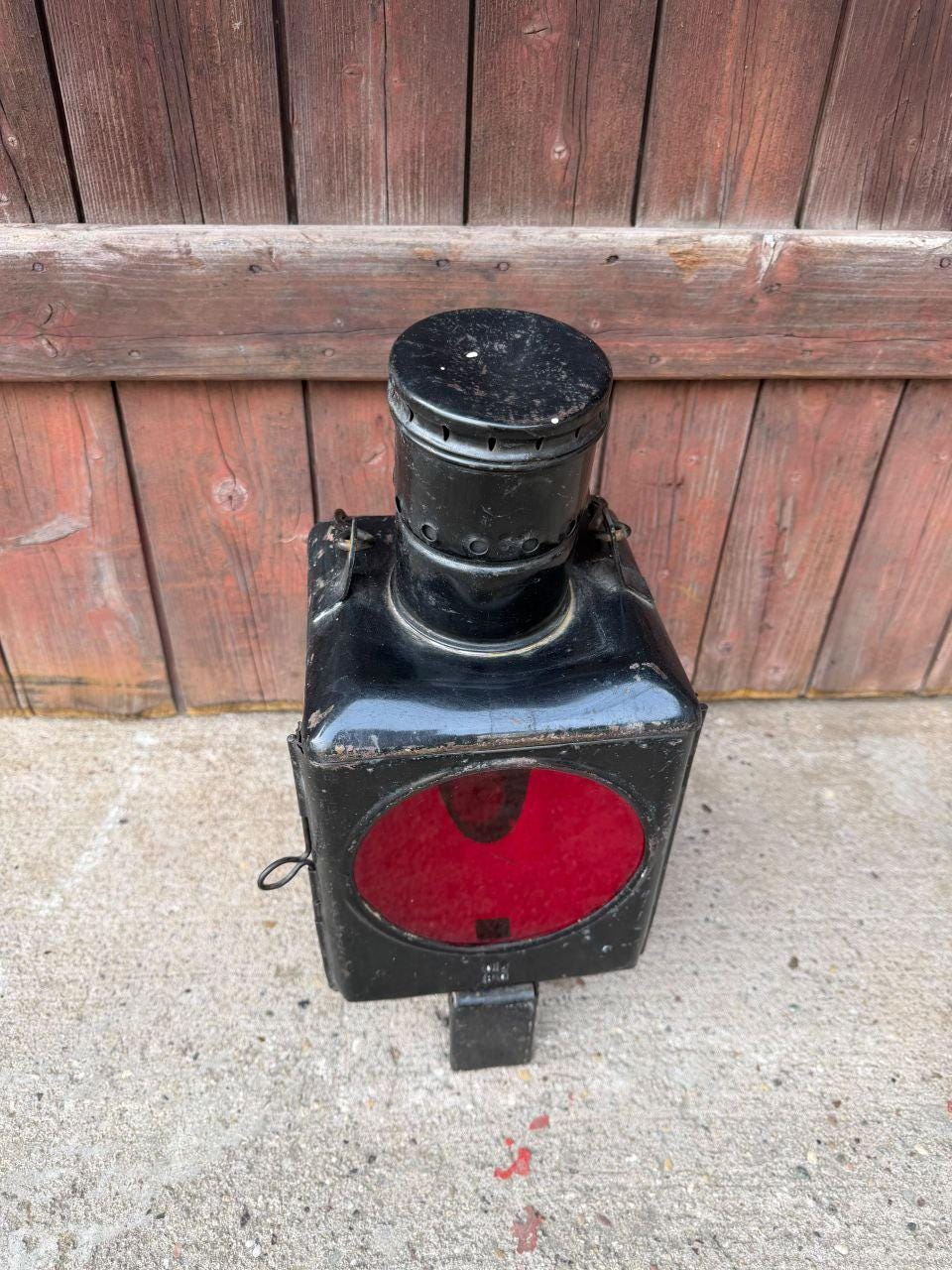 Vintage Eisenbahn-Signallaterne Lampe mit rotem Glas