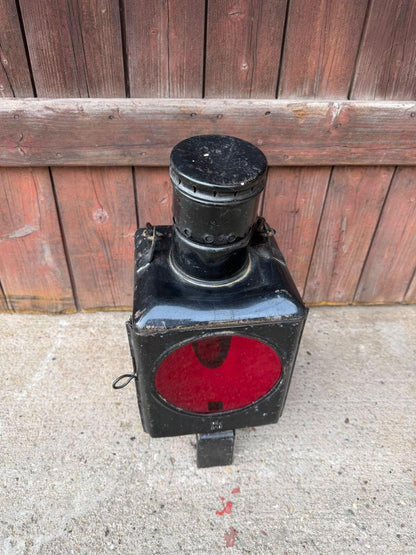 Vintage Eisenbahn-Signallaterne Lampe mit rotem Glas