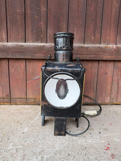 Vintage Eisenbahn-Signallaterne Lampe mit rotem Glas