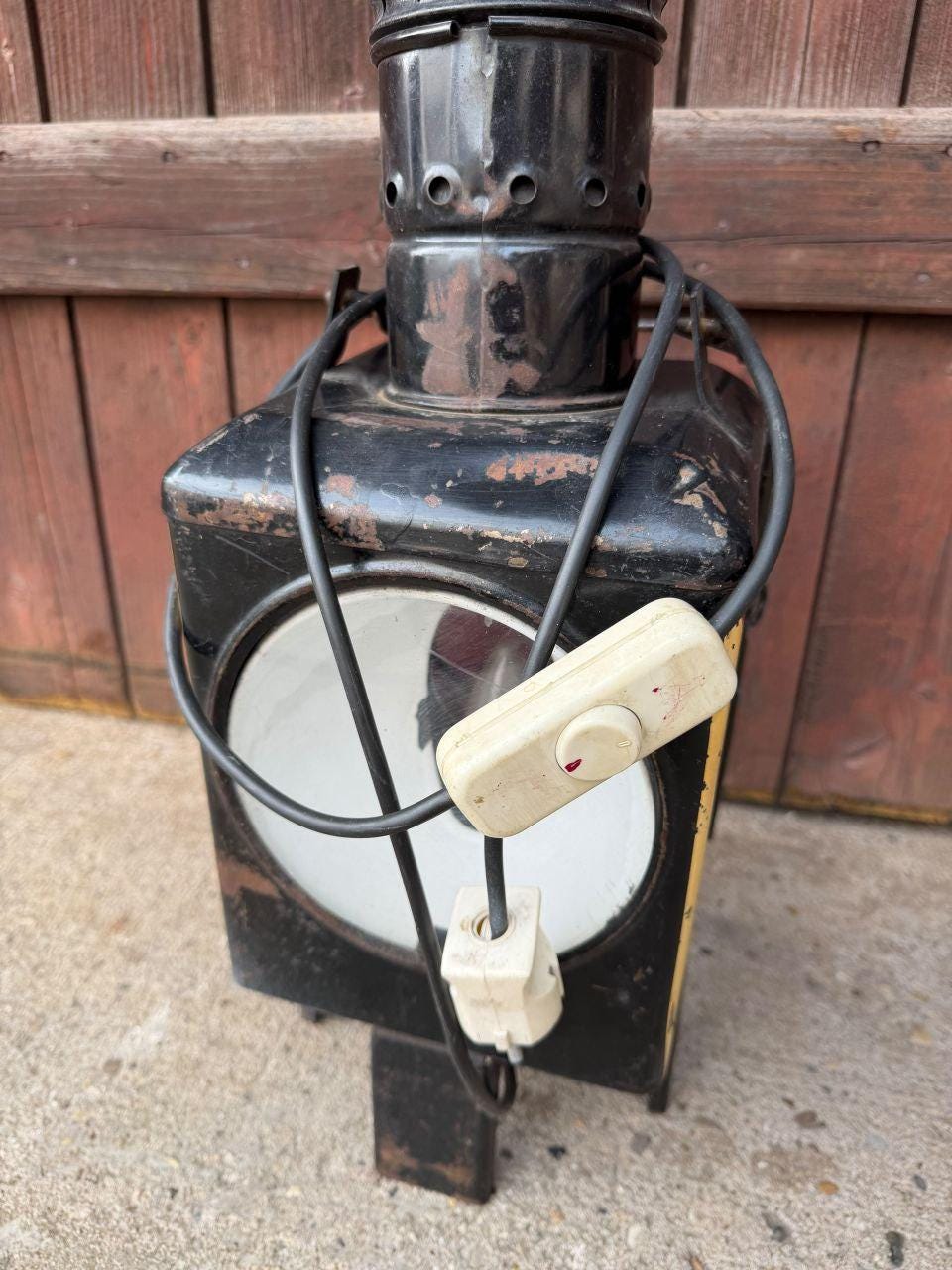 Vintage Eisenbahn-Signallaterne Lampe mit rotem Glas