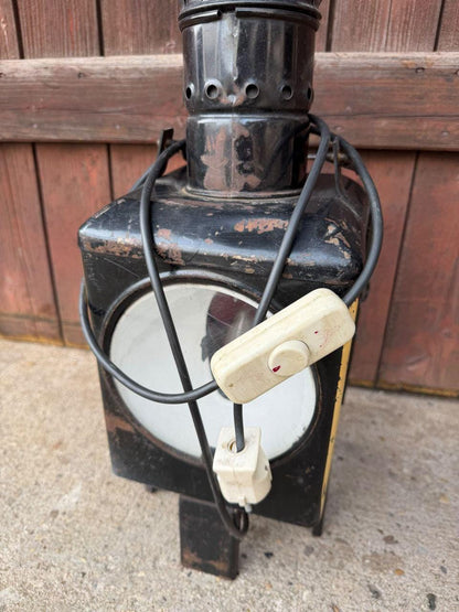 Vintage Eisenbahn-Signallaterne Lampe mit rotem Glas