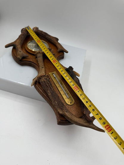 Vintage Barometer mit Geweih, Schwarzwälder Jagdstil