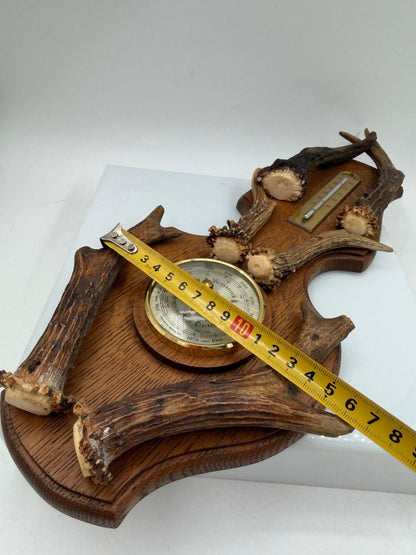 Vintage Barometer mit Geweih, Schwarzwälder Jagdstil