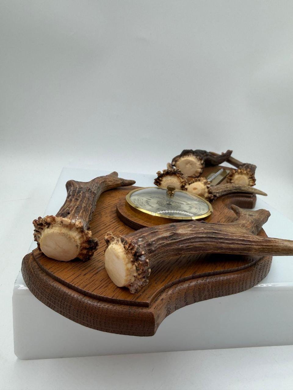 Vintage Barometer mit Geweih, Schwarzwälder Jagdstil