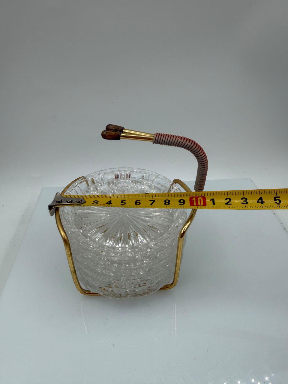 Vintage Untersetzer-Set Kristallglas mit Messinghalter